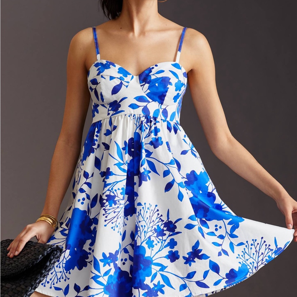 Anthropologie Blue and White Floral Jumpsuit - Picture 2 of 11